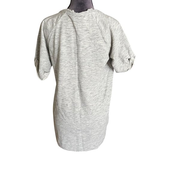A Pea In The Pod Maternity Heather Gray Short Sleeve Top W/ Zipper Accents - Picture 4 of 5
